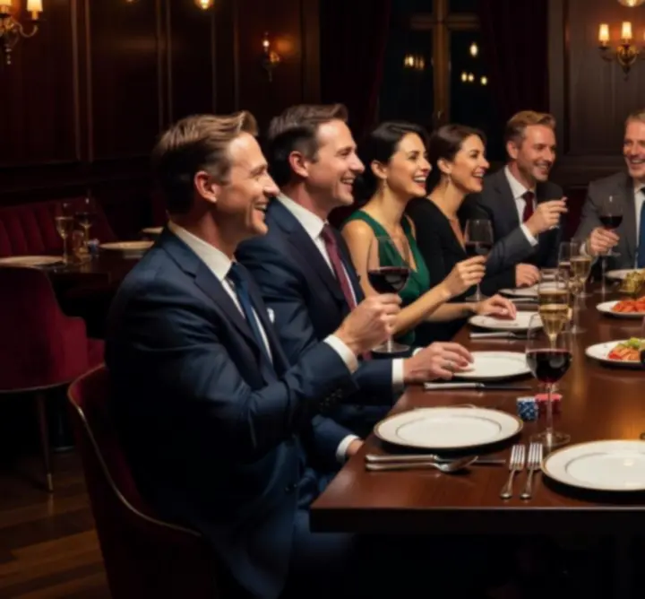 Gość restauracji degustujący danie w eleganckim, nastrojowym wnętrzu